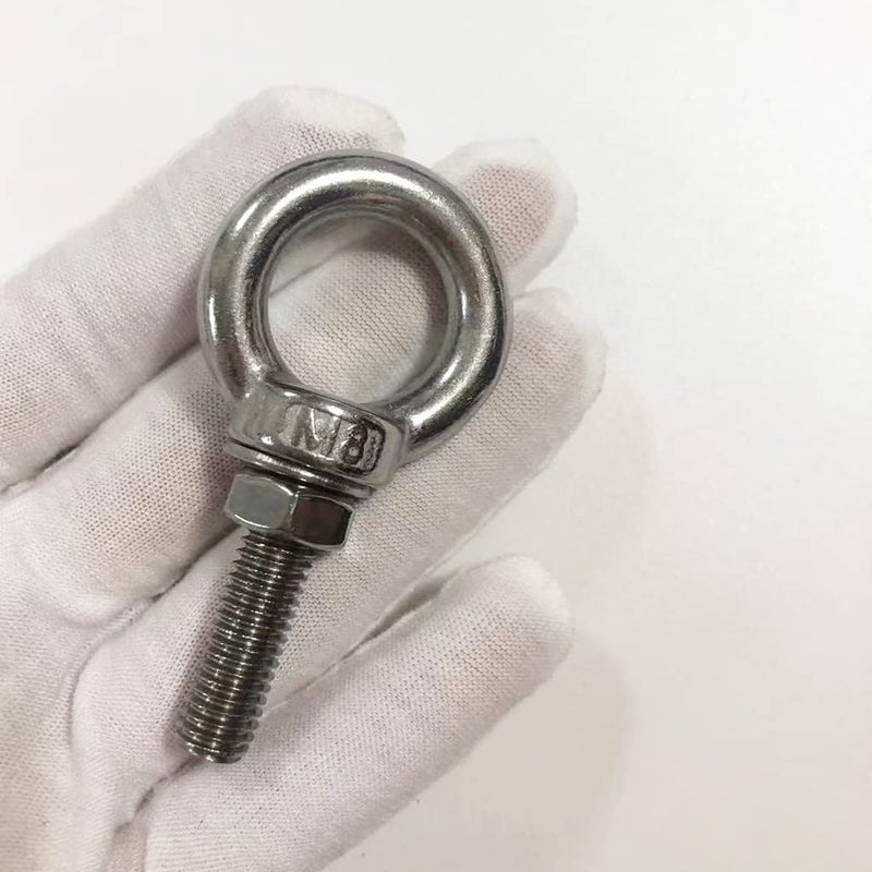 BLUELEC [304] M8 Stainless Steel Eye Bolts 1.2" Shoulder Eye Bolt 4Pcs, Thread Length: 30mm - Image 5